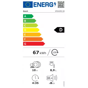 Bosch SPS4HMI13E Brīvi stāvoša trauku mazgājamā mašīna, 45 cm, energoklase D, Inox
