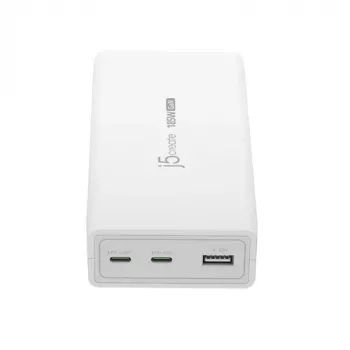 j5create JUP37185W-EN 185W GaN PD 3.1 USB-C 3-Port Lādētājs Balts