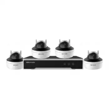 Hikvision NK844W1H-1T(E) 4-Channel 4MP NVR un 4x kupola Wi-Fi drošības kameru sistēma ar 1TB HDD