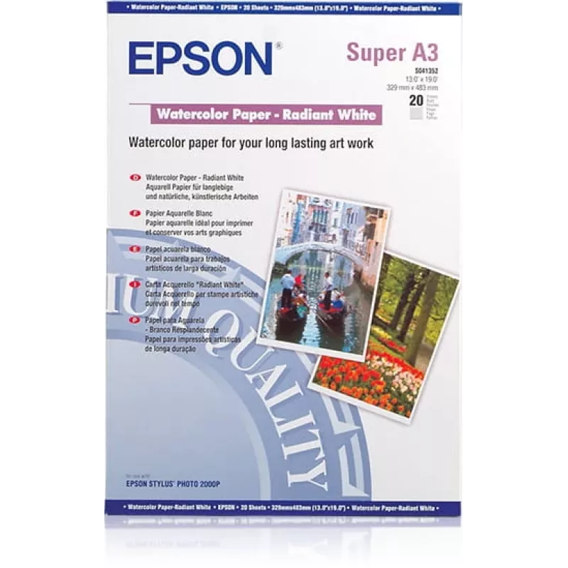 Epson WaterColor Paper Radiant White A3+ 190 g/m² 20 Sheets Inkjet