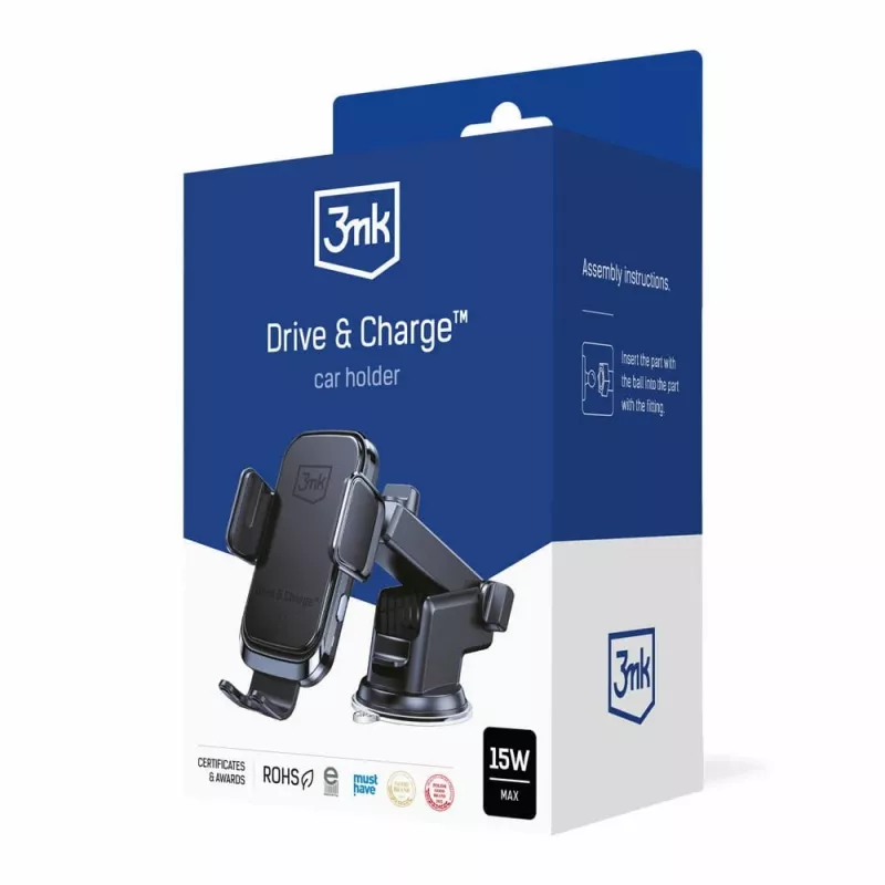 3mk Drive & Charge Auto telefona turētājs ar bezvadu lādētāju