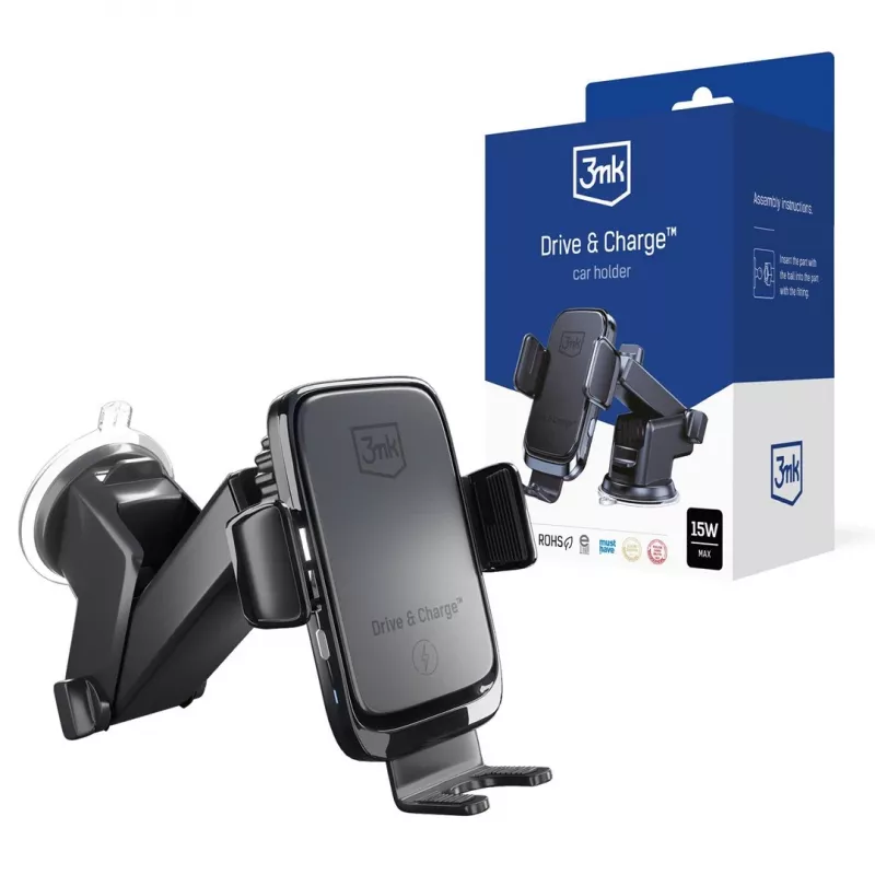 3mk Drive & Charge Auto telefona turētājs ar bezvadu lādētāju