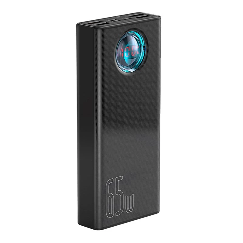 Baseus Amblight Powerbank 30000mAh, 4xUSB, USB-C, 65W, Melns