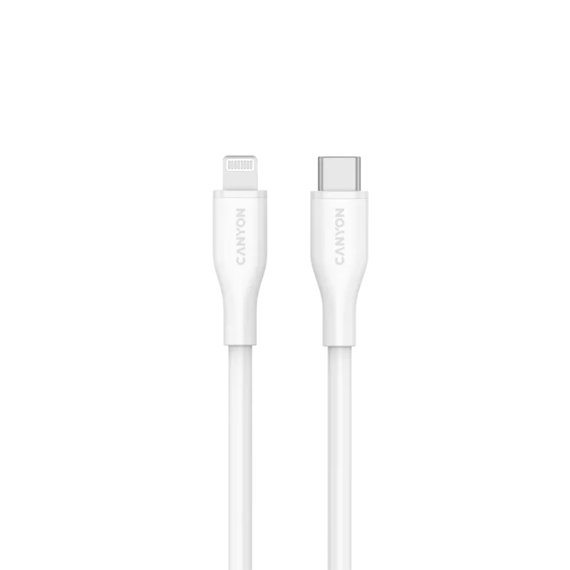 Canyon CLNM60SC10 USB-C uz Lightning kabelis 1m 60W MFi Silikona Balts