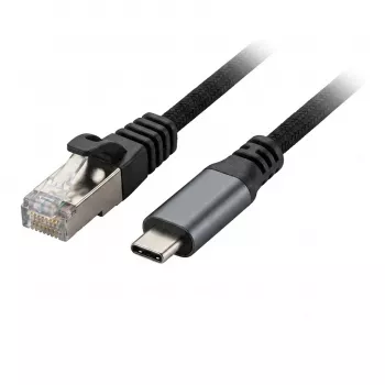 Synergy 21 USB 3.2 Type-C uz RJ45 Gigabit Ethernet adaptera kabelis 2,0m Melns Tekstils