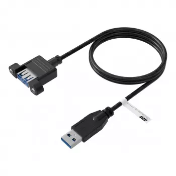 EFB USB 3.0 pagarinājuma kabelis A-A vīrišķais uz paneļa stiprinājuma sievišķo, 0,5 m, melns