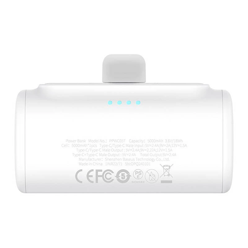 Baseus Compact 5000mAh 20W USB-C Power Bank White
