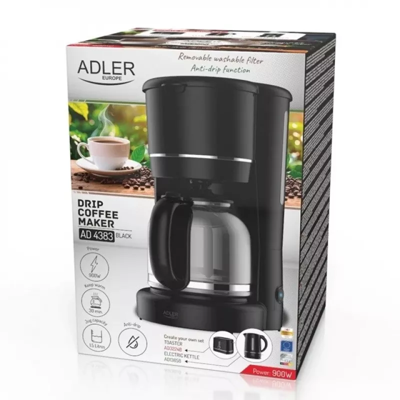 Adler AD 4383 kafijas automāts 1,5 L, melns