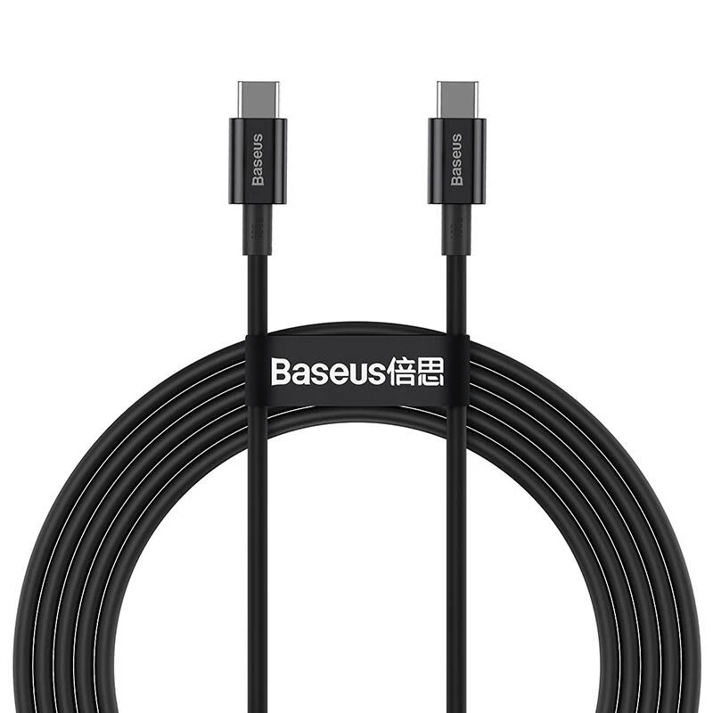 Baseus Superior USB-C to USB-C kabelis 1m Melns 100W Ātra uzlāde un datu sinhronizācija