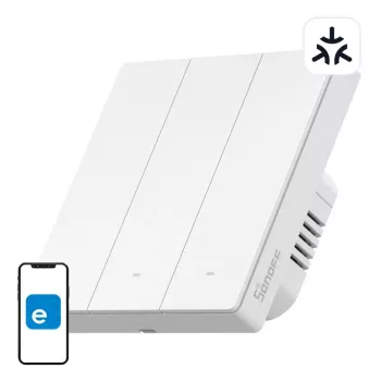 SONOFF M5-3C-86W WiFi Matter viedais sienas slēdzis (3 kanāli) Balts