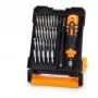 Synergy 21 25-in-1 Precīzijas skrūvgriežu komplekts ar uzgaļiem, pincetēm, atvēršanas instrumentiem, piesūcekni, SIM izņemšanas tapu, pagarinātājstieni, magnētiskajiem galiem, rotējošu vāciņu, S2 leģētā tērauda uzgaļiem, alumīnija rokturi, plastmasas futr
