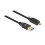 Delock USB 10 Gbps kabelis, Type-A vīriešu uz USB Type-C™ vīriešu ar skrūvju fiksatoru augšpusē, 2 m, melns
