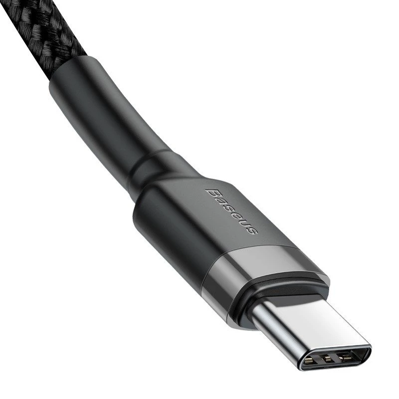 Baseus Cafule USB-C uz USB-C kabelis PD 2.0 QC 3.0 60W 1m (Melns/Pelēks)
