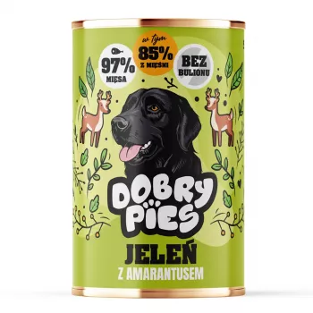 DOBRY PIES Brieža gaļa ar amarantu mitrā suņu barība 400g