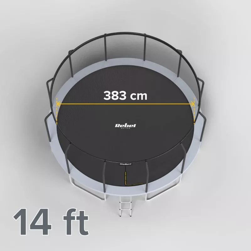 REBEL Active Trampoline PRO 14ft/427 cm ar drošības tīklu un kāpnēm
