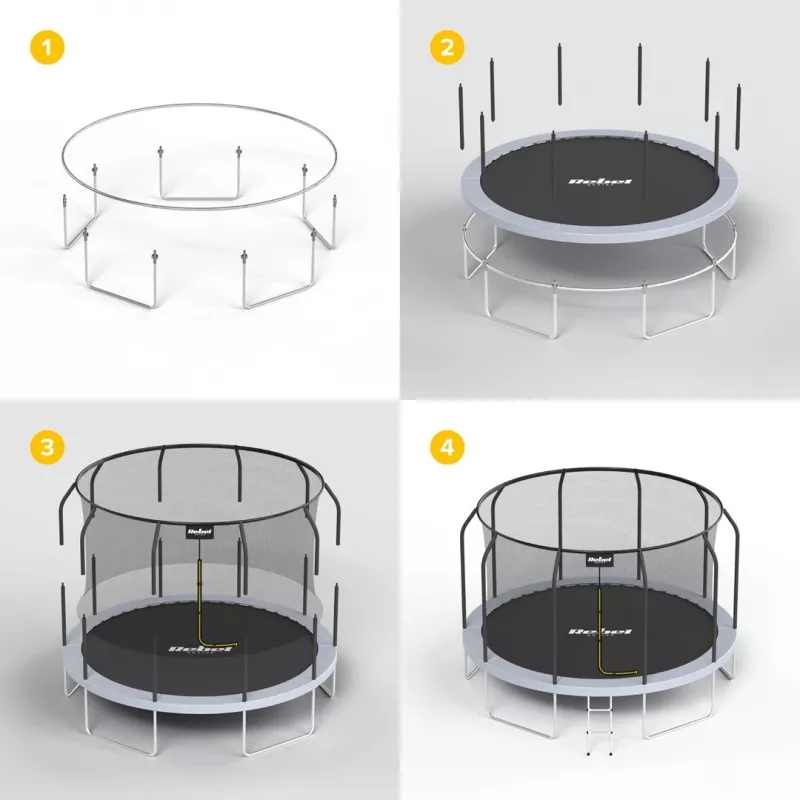 REBEL Active Trampoline PRO 14ft/427 cm ar drošības tīklu un kāpnēm