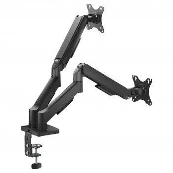 Equip Divu Monitoru Galda Stiprinājums 17-32 inch Ekrāniem, 360° Rotācija, Gāzes Atspere, 9 kg Ietilpība, Melns