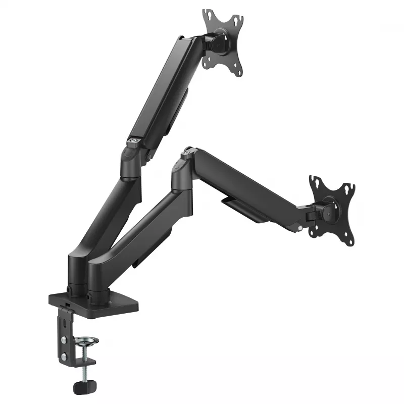 Equip Divu Monitoru Galda Stiprinājums 17-32 inch Ekrāniem, 360° Rotācija, Gāzes Atspere, 9 kg Ietilpība, Melns
