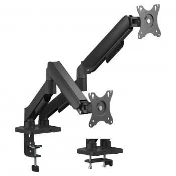 Equip Divu Monitoru Galda Stiprinājums 17-32 inch Ekrāniem, 360° Rotācija, Gāzes Atspere, 9 kg Ietilpība, Melns