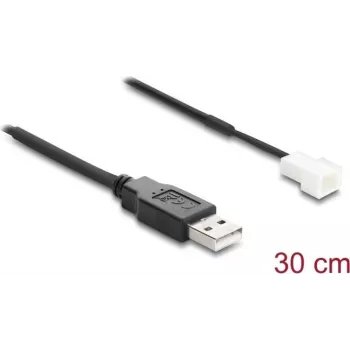 Delock USB 2.0 Type-A vīriešu uz 3-pin ventilatora savienotāju vīriešu kabelis 30 cm (91226)