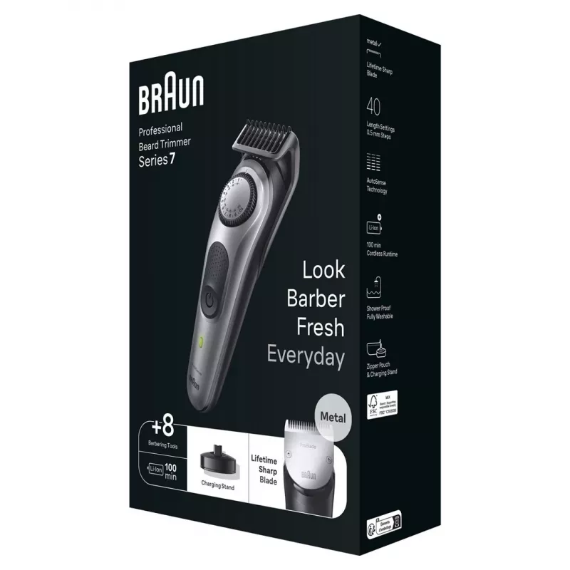 Braun BT7420 Bārdas Trimmeris - Viss Vienā Trimmeris - Melns/Pelēks