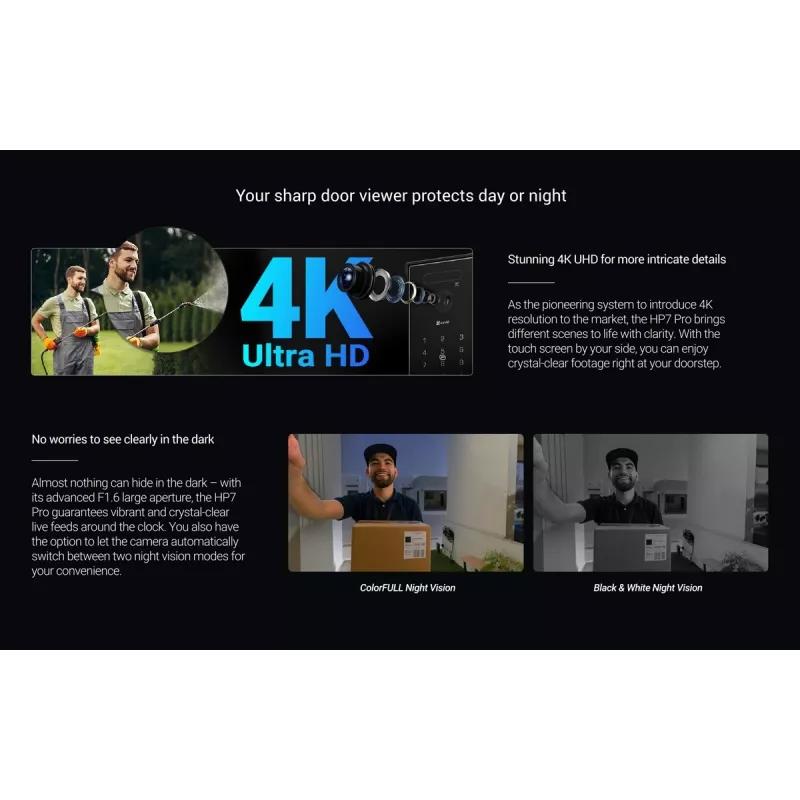 EZVIZ HP7 Pro 4K IP Video Intercom komplekts ar 7 collu skārienekrāna monitoru, Wi-Fi 6, plaukstu skeneri, sejas atpazīšanu, RFID, IP65 durvju staciju