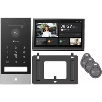 EZVIZ HP7 Pro 4K IP Video Intercom komplekts ar 7 collu skārienekrāna monitoru, Wi-Fi 6, plaukstu skeneri, sejas atpazīšanu, RFID, IP65 durvju staciju