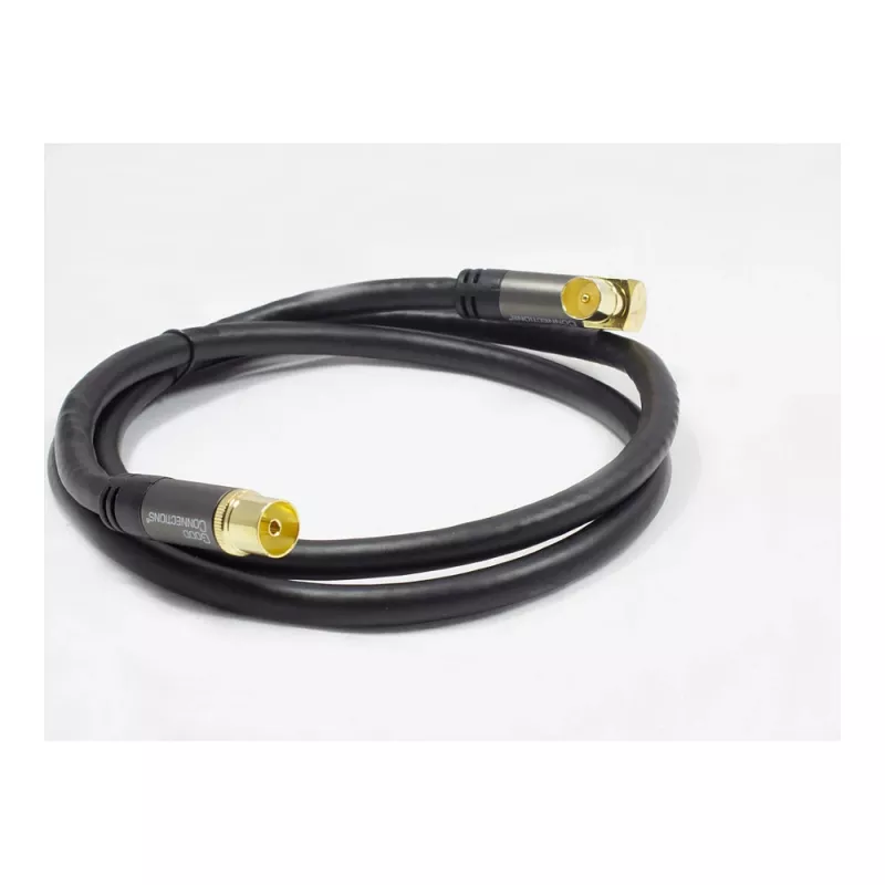 Good Connections SmartFLEX SAT antenas kabelis, IEC/Coax leņķa spraudnis pret ligzdu, apzeltīts, četrkārtīgi ekranēts, 120 dB, melns, 1,5 m (GC-M2072)