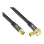 Good Connections SmartFLEX SAT antenas kabelis, IEC/Coax leņķa spraudnis pret ligzdu, apzeltīts, četrkārtīgi ekranēts, 120 dB, melns, 1,5 m (GC-M2072)