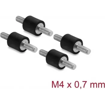 Delock Vibrāciju slāpētājs M4 x 0,7 mm D 10 x H 10 mm ar 2 ārējām vītnēm, 4 gab., melns (60798)