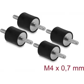 Delock Vibrācijas slāpētājs M4 x 0,7 mm D 15 x H 15 mm ar 2 vīrņiem 4 gabali Melns (60799)
