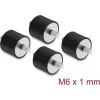 Delock Vibrāciju slāpētājs M6 x 1 mm D 25 x H 20 mm ar 2 x ārējo vītni 4 gab. Melns (60815)