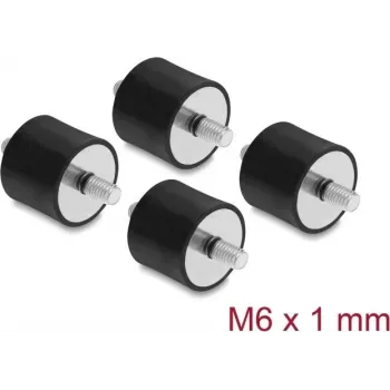 Delock Vibrāciju slāpētājs M6 x 1 mm D 25 x H 20 mm ar 2 x ārējo vītni 4 gab. Melns (60815)