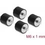 Delock Vibrāciju slāpētājs M6 x 1 mm D 25 x H 20 mm ar 2 x ārējo vītni 4 gab. Melns (60815)