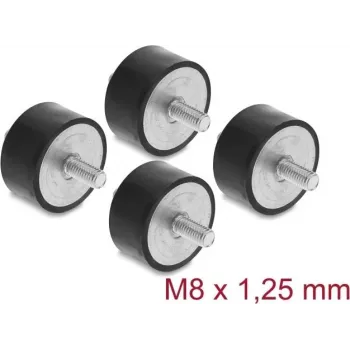 Delock Vibrācijas slāpētājs M8 x 1,25 mm D 40 x H 20 mm ar 2 vīrišķajiem vītnēm 4 gabali Melns (60817)