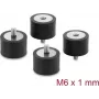 Delock Vibrācijas slāpētājs M6 x 1 mm D 30 x H 20 mm ar vīrišķo un sievišķo vītni, 4 gab., melns (60821)