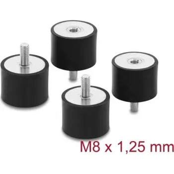 Delock Vibration Damper M8 x 1.25 mm D 40 x H 30 mm ar vīrišķo un sievišķo vītni, 4 gabali, melns (60822)