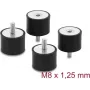 Delock Vibration Damper M8 x 1.25 mm D 40 x H 30 mm ar vīrišķo un sievišķo vītni, 4 gabali, melns (60822)