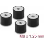 Delock Vibration Damper M8 x 1.25 mm D 40 x H 30 mm ar 2 x iekšējo vītni, 4 gabali, melns