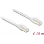 Delock RJ45 Flat Patch Cable Cat.8.1 U/FTP līdz 40 Gbps 0,25 m Balts (81023)