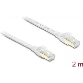 Delock RJ45 Flat Patch Cable Cat.8.1 U/FTP līdz 40 Gbps 2 m Balts (81026)
