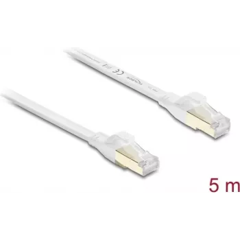 Delock RJ45 Flat Patch Cable Cat.8.1 U/FTP līdz 40 Gbps 5 m Balts (81028)