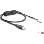 Delock USB 2.0 Type-A vīrišķais uz 3-pin ventilatora barošanas kabeli ar ieslēgšanas/izslēgšanas slēdzi 1 m (91233)