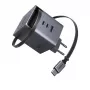 UGREEN X616 GaN lādētājs 100W 2x USB-C 1x USB-A 1x ievelkams USB-C kabelis (65828)