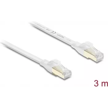 Delock RJ45 Flat Patch Cable Cat.8.1 U/FTP līdz 40 Gbps 3 m Balts (81027)