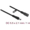 Delock DC pagarinājuma kabelis 5,5 x 2,1 mm spraudnis pret ligzdu ar bajonetes fiksatoru 18 AWG, 1 m melns (67389)