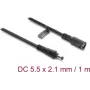 Delock DC pagarinājuma kabelis 5,5 x 2,1 mm spraudnis pret ligzdu ar bajonetes fiksatoru 18 AWG, 1 m melns (67389)