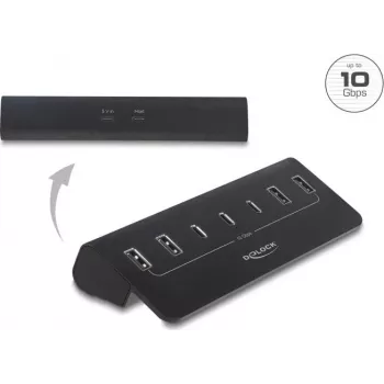 Delock USB 10 Gbps Hub ar 3 USB Type-C un 4 USB Type-A portiem (64283)