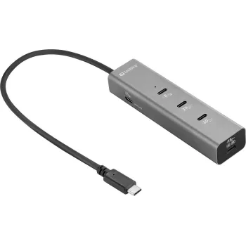 Sandberg USB-C 5-in-1 MediaDock - Dokošanas stacija - Sudrabs/Pelēks