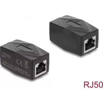 Delock RJ50 ligzda uz ligzda ekranēts savienotāja adapteris melns (90839)